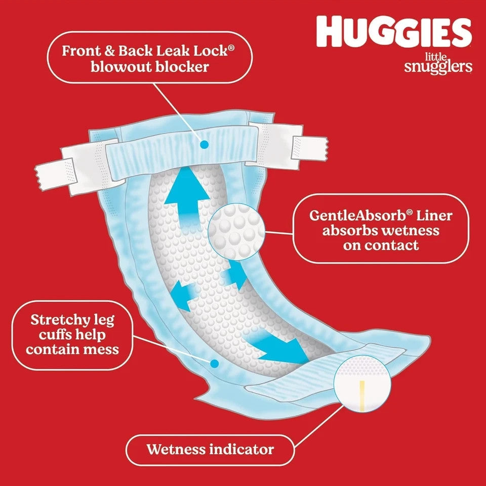 Huggies Little Snugglers Baby Diapers, Size Newborn (Up to 10 Lbs), 31 Ct