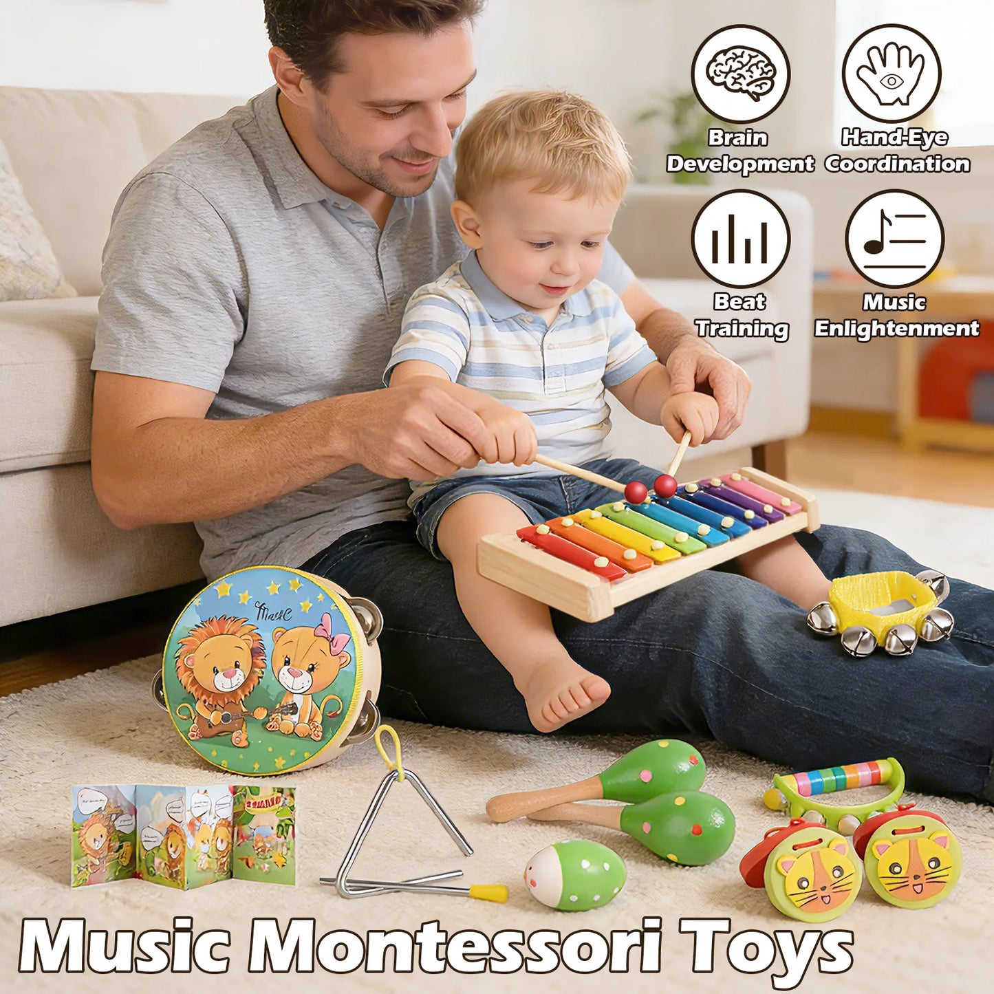 Baby Music Toys Child Educational Wooden Musical Instruments for Kids Birthday Toddler Toy