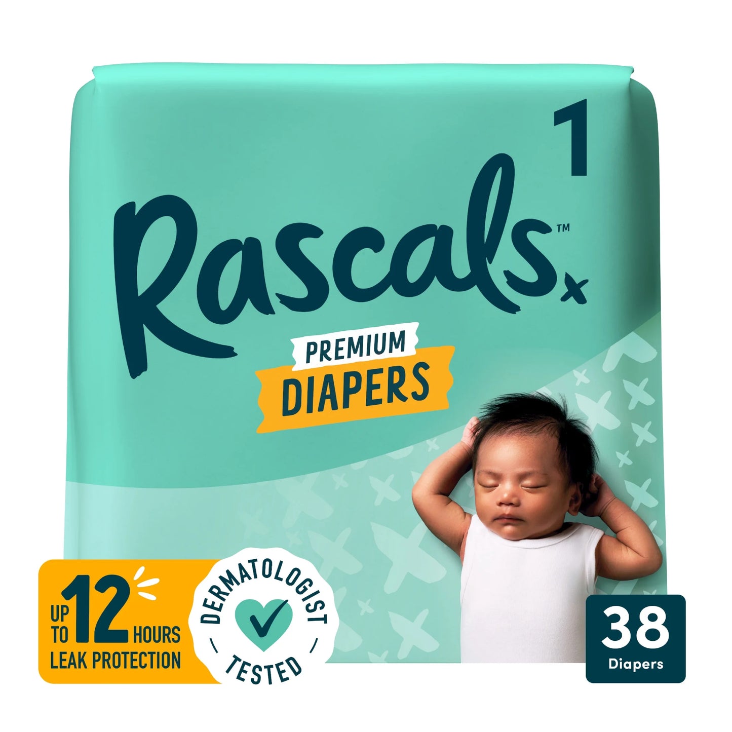 Premium Absorbent Baby Diapers Size 1, 38 Count