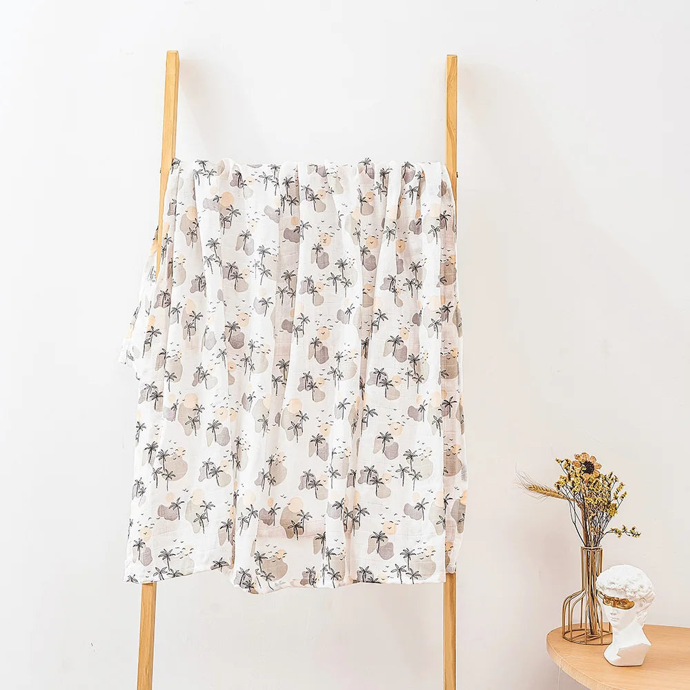 Happy Flute 1Pc 120*110CM Muslin Blanket Newborn Cotton Baby Swaddle Towel Baby Warp Bath Towel Cotton 70%Bamboo+30%Cotton
