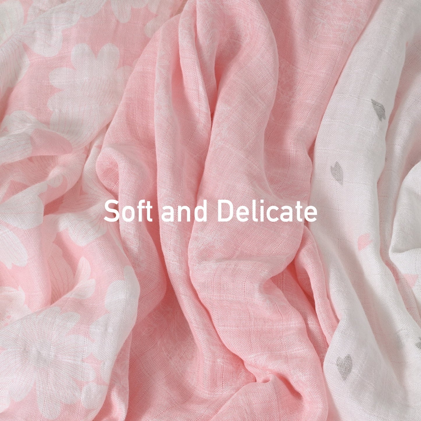 Muslin Swaddle Blankets 6-Pack Organic Cotton Blankets for Newborn Infant Girls Boys, 28 X 28", Rosebud