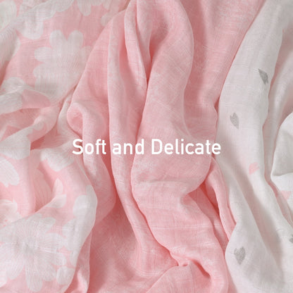 Muslin Swaddle Blankets 6-Pack Organic Cotton Blankets for Newborn Infant Girls Boys, 28 X 28", Rosebud