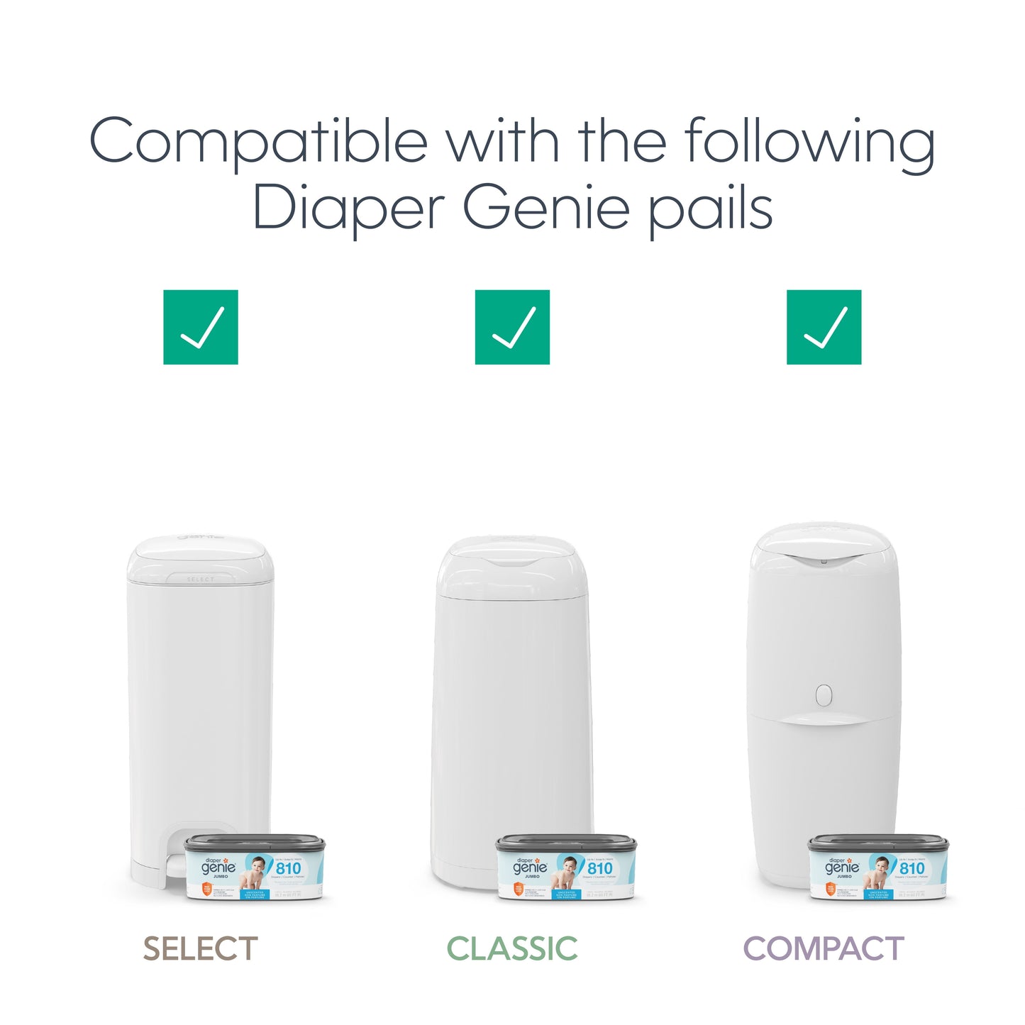 Diaper Pail Square Refills, Unscented, Holds up to 1080 Newborn Diapers, 1 Pack