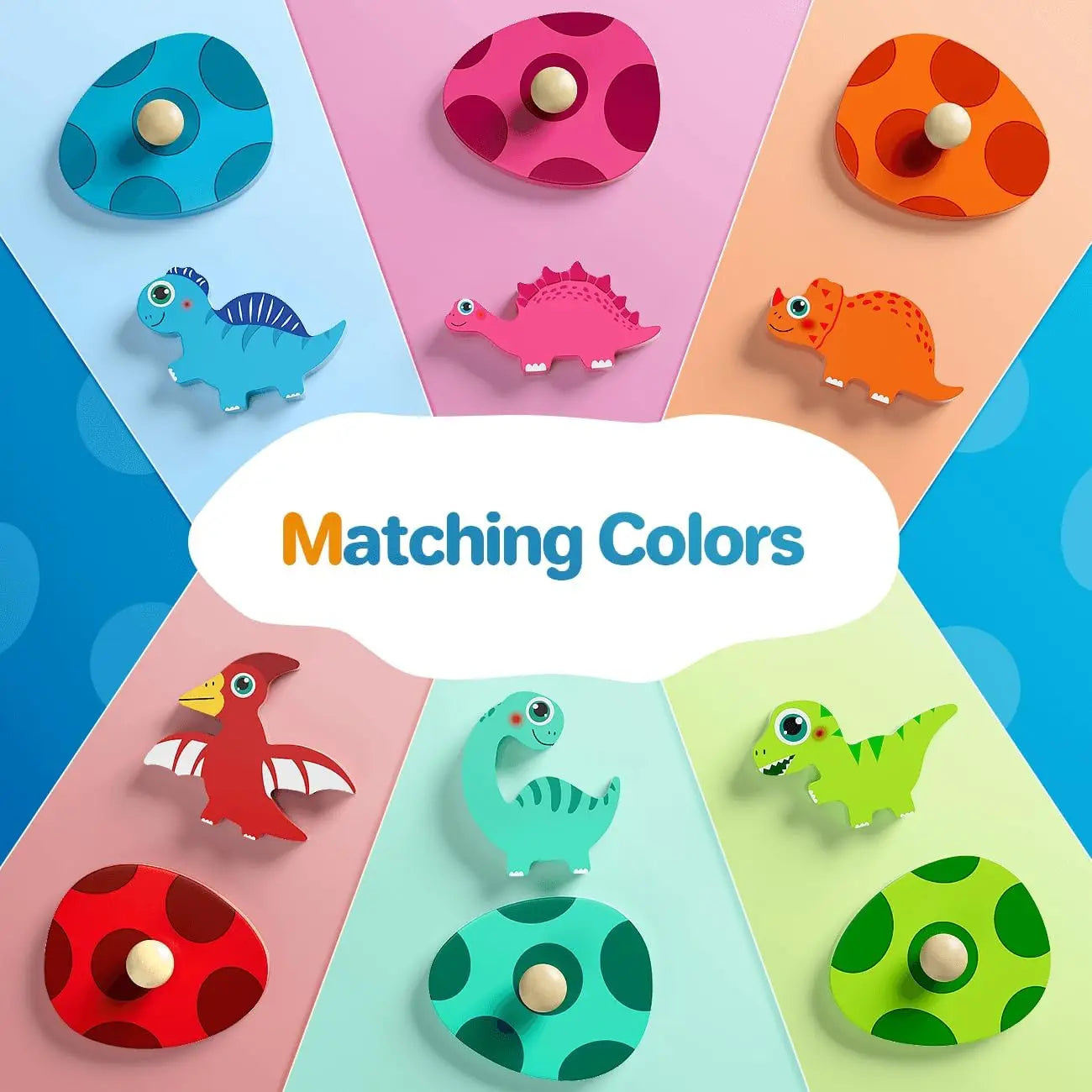 Montessori Wooden Dinosaur Match Egg Puzzles - Educational Toys for Toddlers and Preschoolers, Ideal Birthday Gifts
