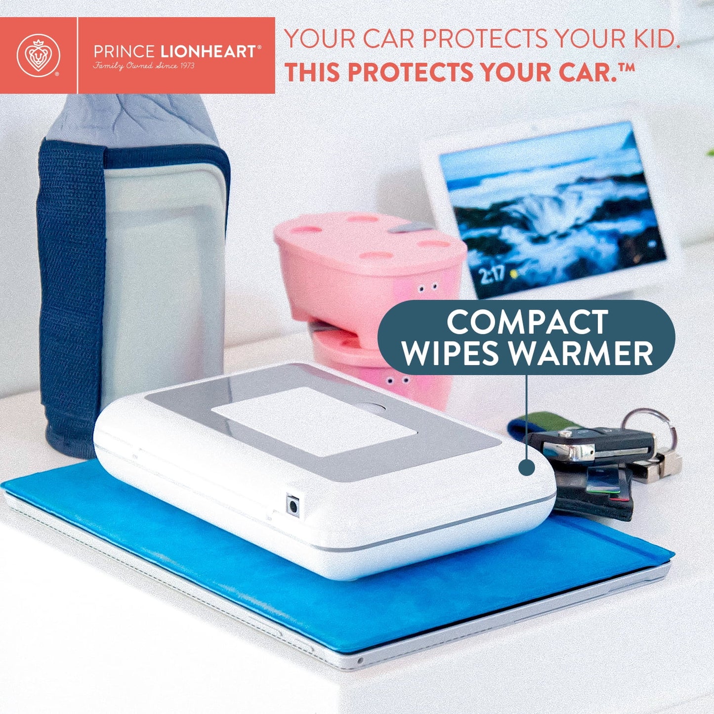 Travel Friendly Portable Baby Compact Wipe Warmer, Gray, with Car Adaptor