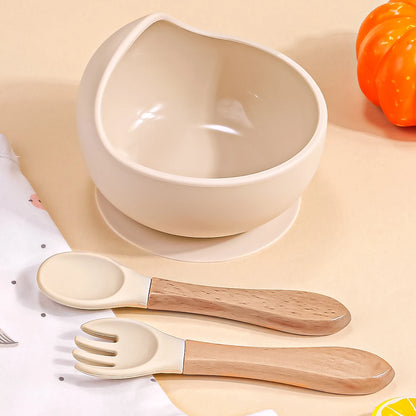 3Pcs/Set Silicone Baby Feeding Bowl Tableware for Kids Waterproof Suction Bowl with Spoon Children Dishes Kitchenware Baby Stuff