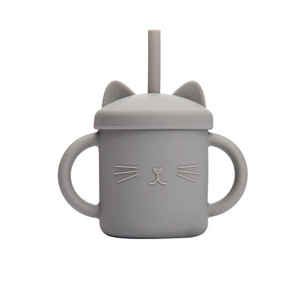 200ML Baby Feeding Drinkware Straw Cup Baby Learning Feeding Bottles Anti-Hot Leakproof Silicone Tableware Toddler Water Bottle
