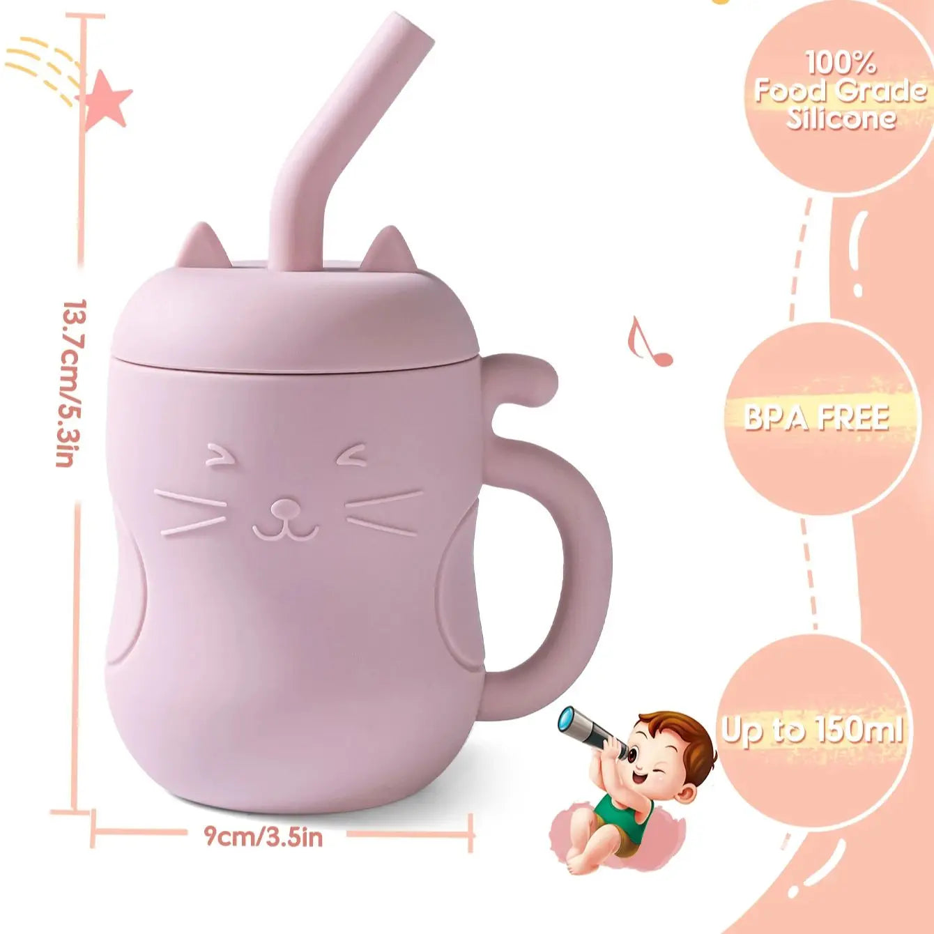 1Pcs Baby Silicone Straw Cup Portable Storage Snack Container Feeding Cup Kids Leakproof Learning Drink Cup