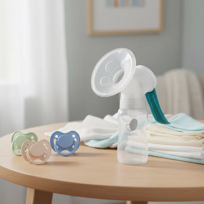 Advanced Manual Breast Pump, Includes Milk Collection Bottle and Flange Kit, Clear
