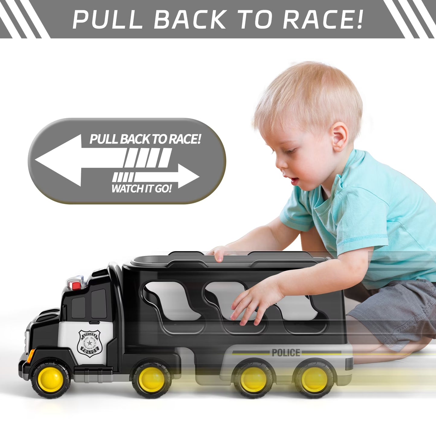 Police Truck Toy Set for Boys Aged 2-6, Ideal Gift for Toddlers and Young Children