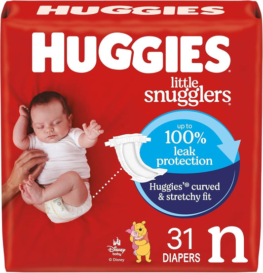 Huggies Little Snugglers Baby Diapers, Size Newborn (Up to 10 Lbs), 31 Ct