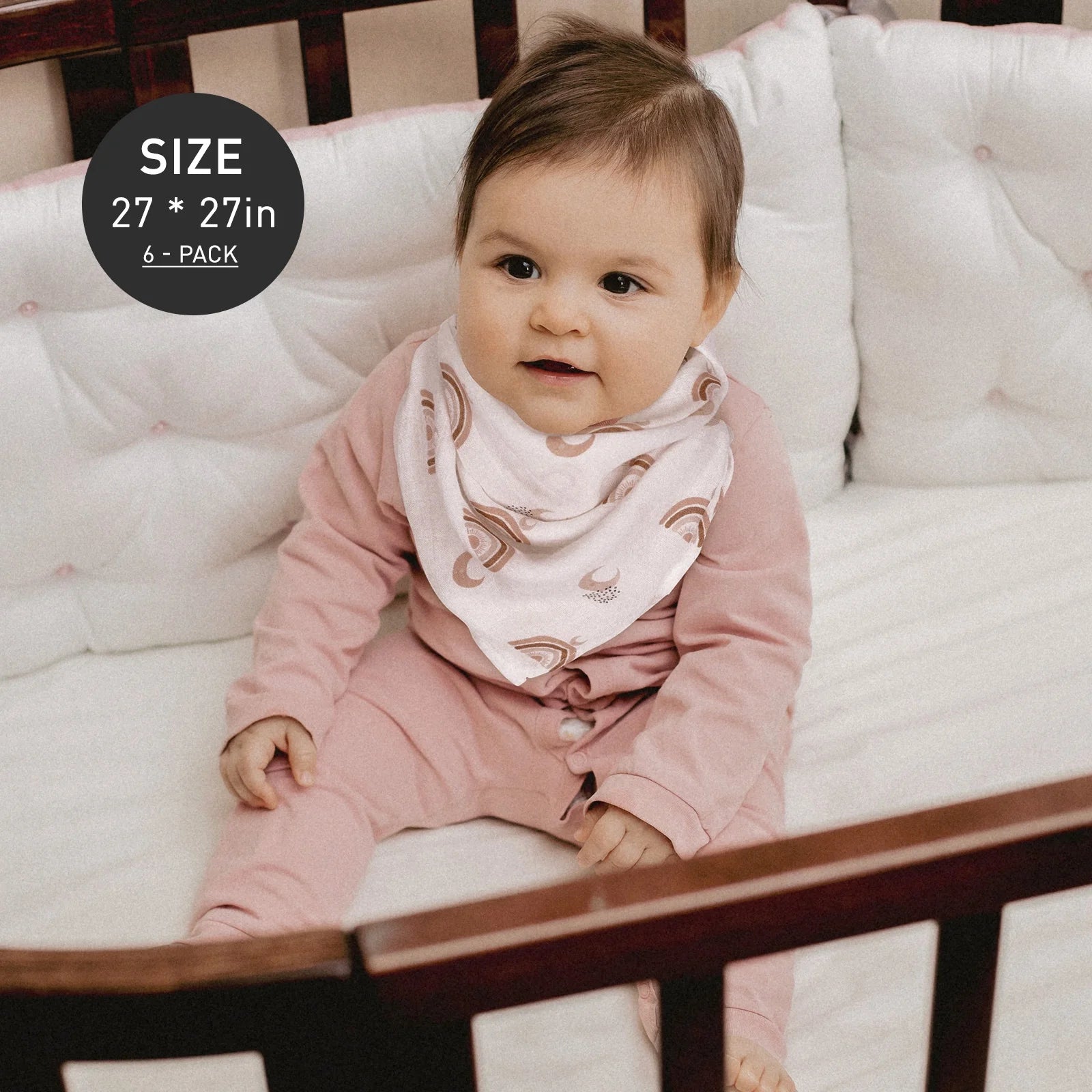 Muslin Organic Cotton Swaddle Blankets 6-Pack for Newborn Infant Girls and Boys, Sun and Moon