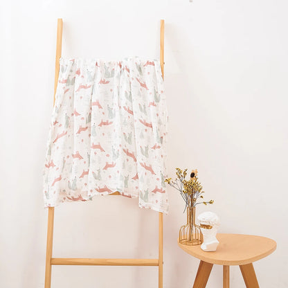Happy Flute 1Pc 120*110CM Muslin Blanket Newborn Cotton Baby Swaddle Towel Baby Warp Bath Towel Cotton 70%Bamboo+30%Cotton