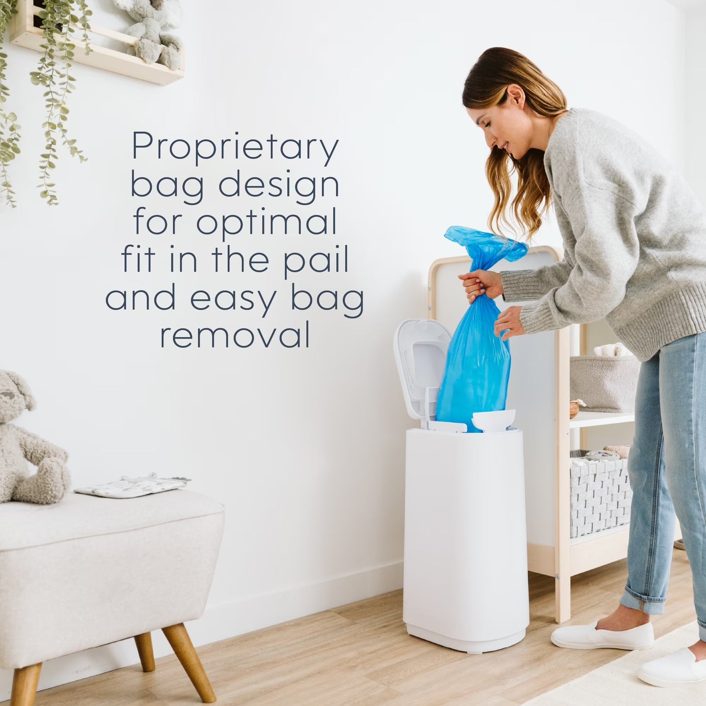 Diaper Pail Easy Roll Refill with 30 Bags, Holds up to 1410 Newborn Diapers