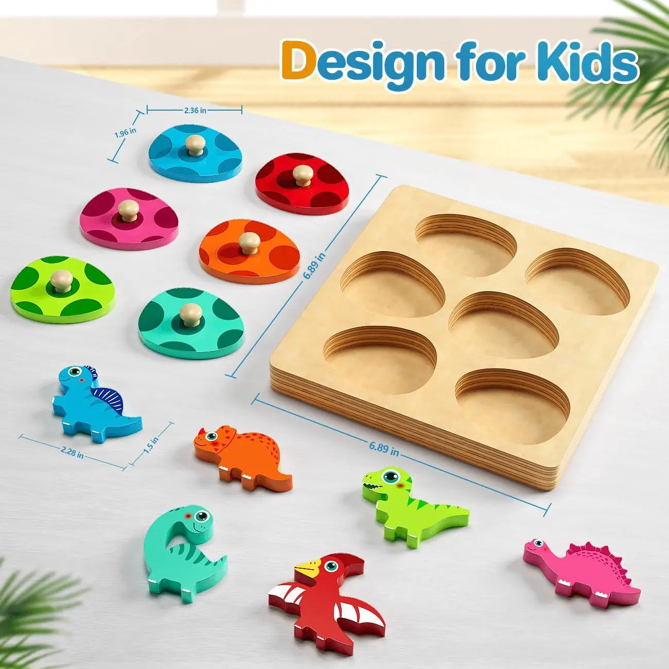Montessori Wooden Dinosaur Match Egg Puzzles - Educational Toys for Toddlers and Preschoolers, Ideal Birthday Gifts