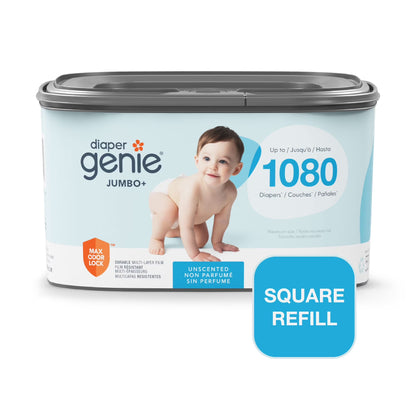 Diaper Pail Square Refills, Unscented, Holds up to 1080 Newborn Diapers, 1 Pack