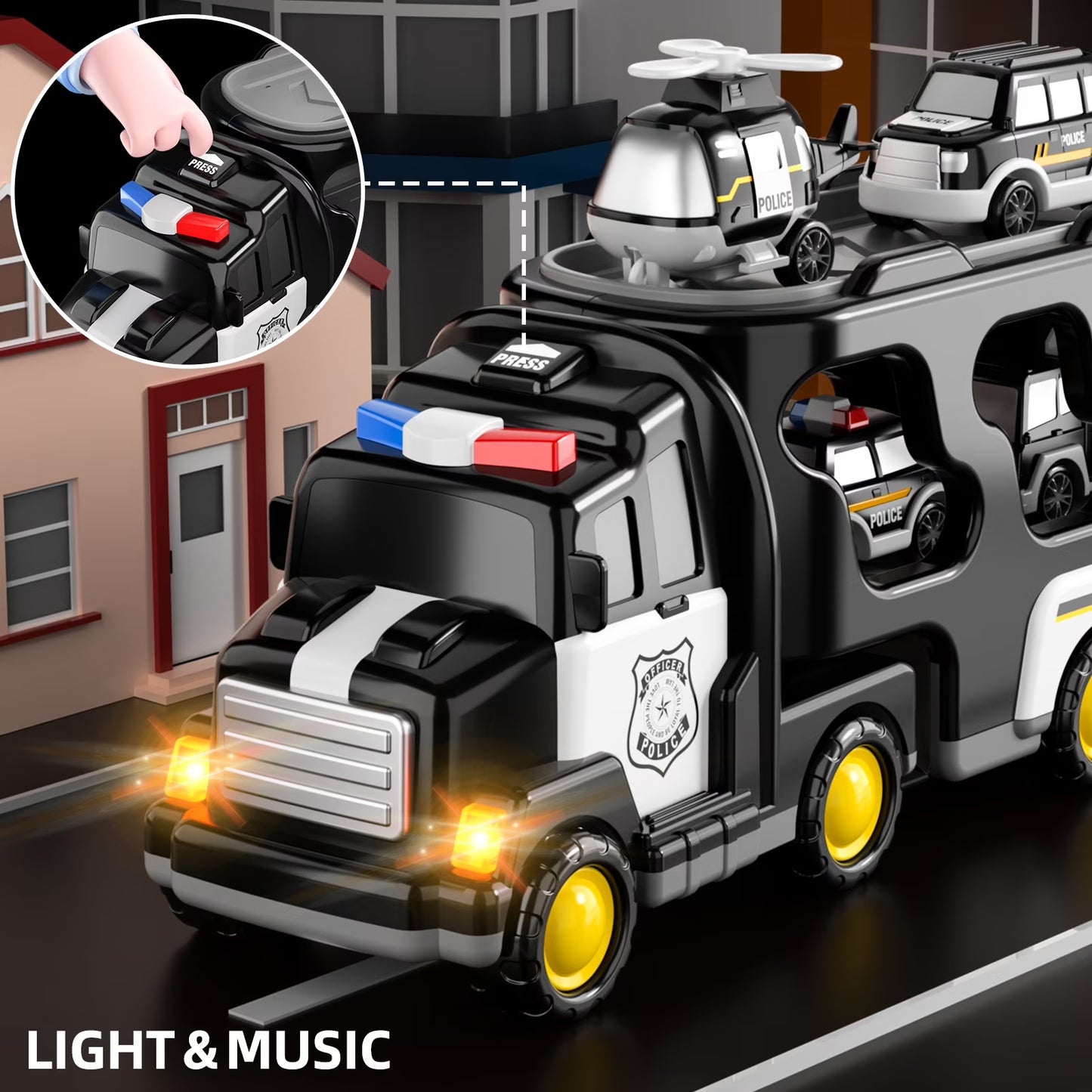 Police Truck Toy Set for Boys Aged 2-6, Ideal Gift for Toddlers and Young Children