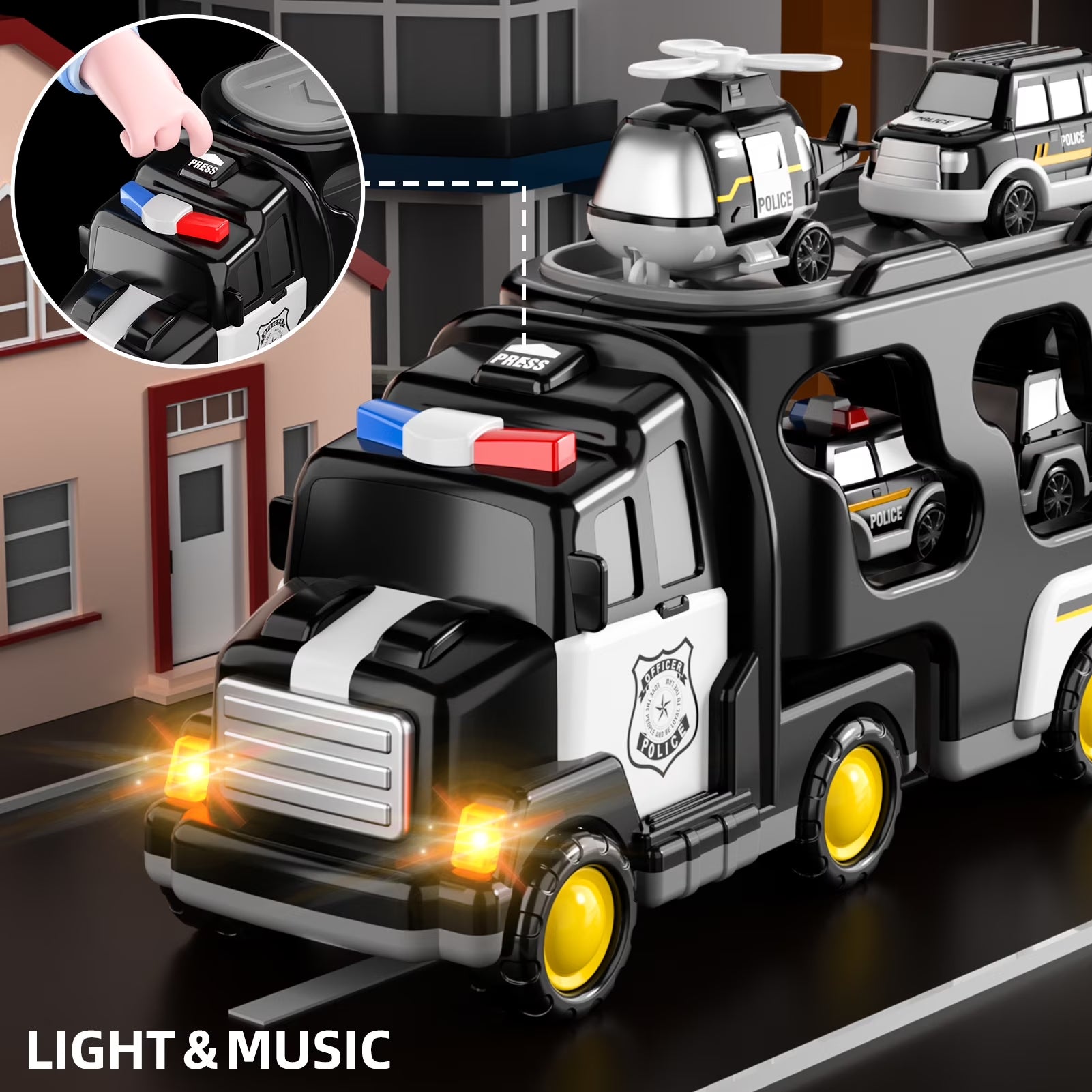 Police Truck Toy Set for Boys Aged 2-6, Ideal Gift for Toddlers and Young Children