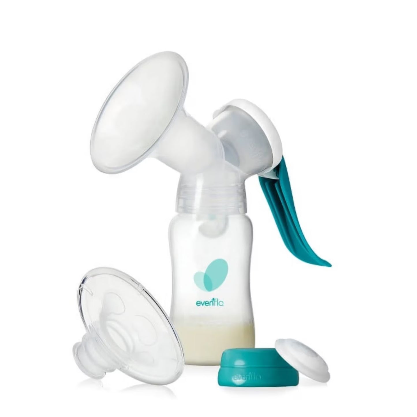 Advanced Manual Breast Pump, Includes Milk Collection Bottle and Flange Kit, Clear