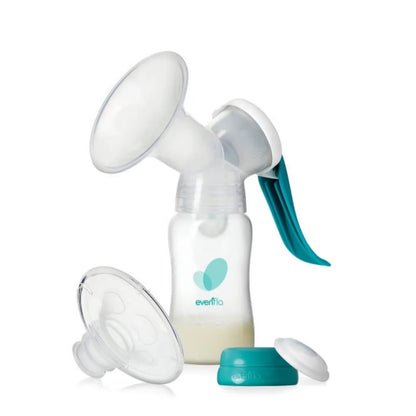 Advanced Manual Breast Pump, Includes Milk Collection Bottle and Flange Kit, Clear