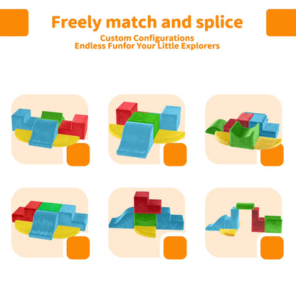 Toddler Climbing Toys: 7-Piece Indoor Soft Play Foam Block Set with PU Leather for Climbing, Crawling, and Sliding Activities