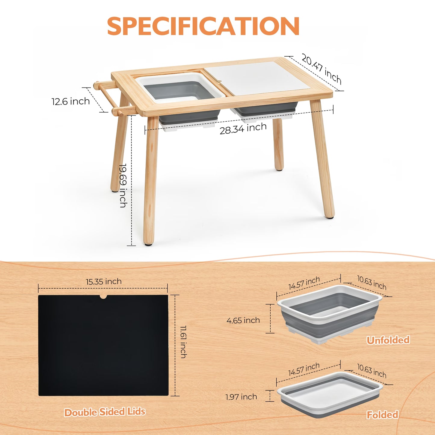 Multifunctional 3-Piece Activity Table and Chair Set for Kids - Beige Daycare Furniture and Lego Table