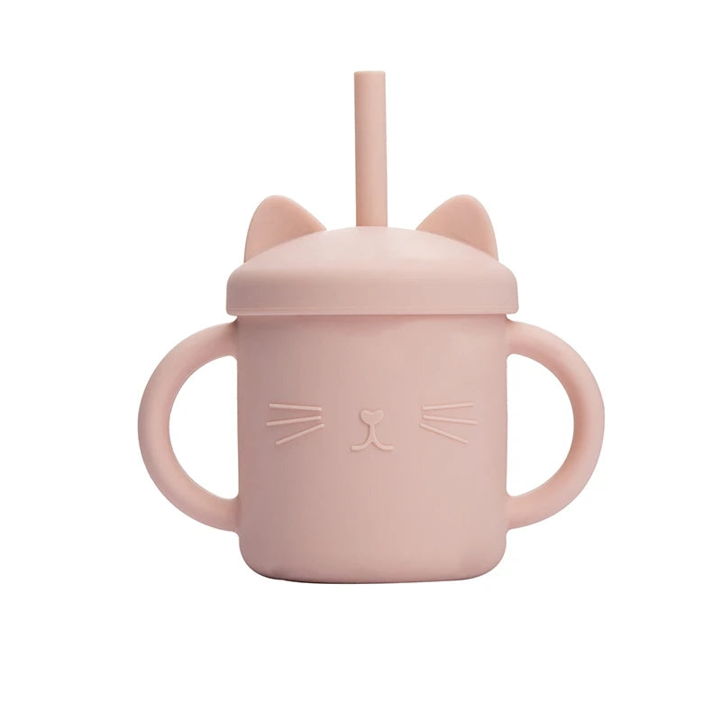 200ML Baby Feeding Drinkware Straw Cup Baby Learning Feeding Bottles Anti-Hot Leakproof Silicone Tableware Toddler Water Bottle