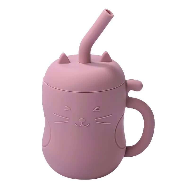 1Pcs Baby Silicone Straw Cup Portable Storage Snack Container Feeding Cup Kids Leakproof Learning Drink Cup