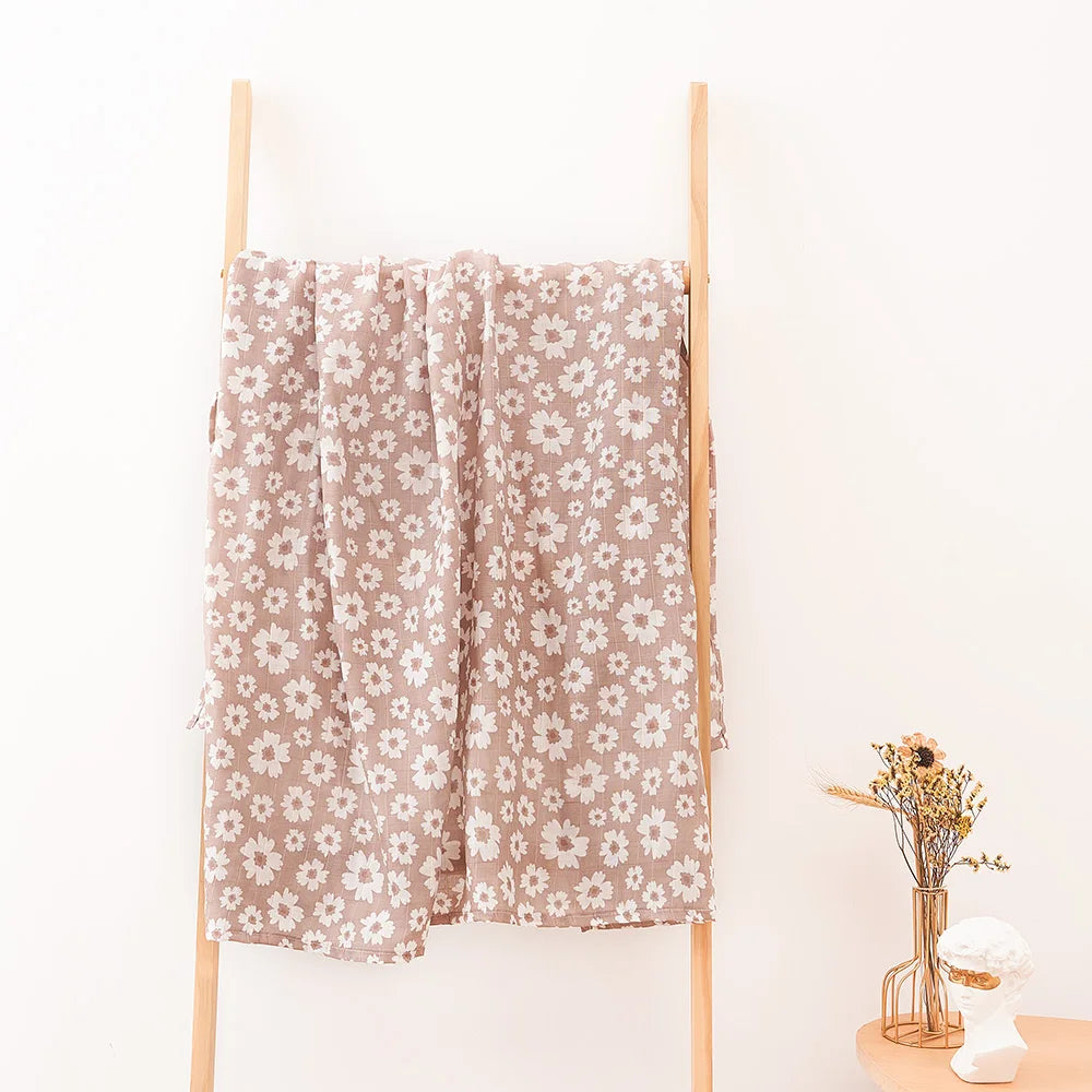 Happy Flute 1Pc 120*110CM Muslin Blanket Newborn Cotton Baby Swaddle Towel Baby Warp Bath Towel Cotton 70%Bamboo+30%Cotton