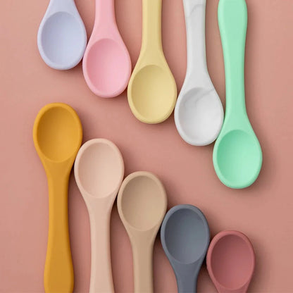 Soft Silicone Kids Feeding Fork Spoon - 2 Pieces Set
