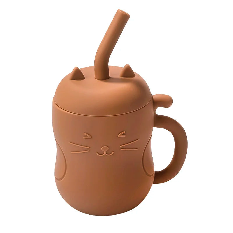 1Pcs Baby Silicone Straw Cup Portable Storage Snack Container Feeding Cup Kids Leakproof Learning Drink Cup