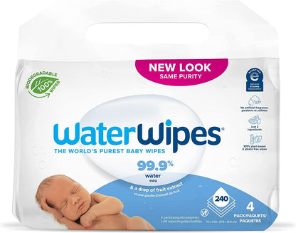 Waterwipes Plastic-Free Original Baby Wipes, 99.9% Water Based Wipes, Unscented