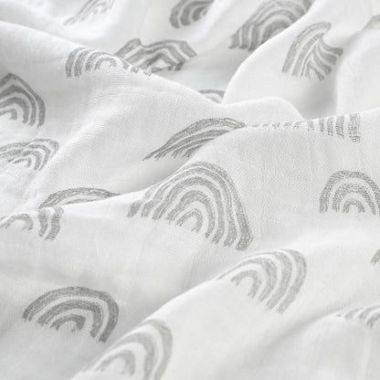Muslin Organic Cotton Swaddle Blankets 6-Pack for Newborn Infant Boys Girls 27 X 27", Grey Star
