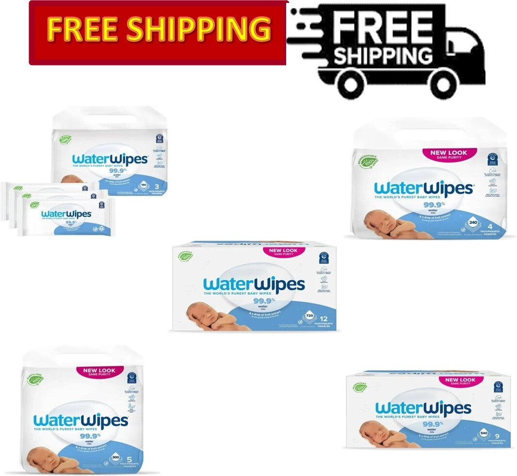 Waterwipes Plastic-Free Original Baby Wipes, 99.9% Water Based Wipes, Unscented
