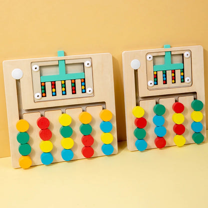 Montessori Learning Slide Puzzle Toys Color Matching Logic Game Busy Board Preschool Educational Wooden Toys for Toddlers Kids