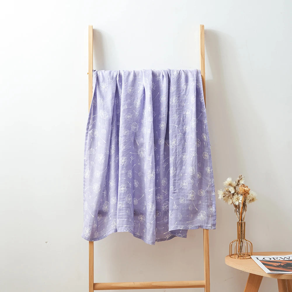 Happy Flute 1Pc 120*110CM Muslin Blanket Newborn Cotton Baby Swaddle Towel Baby Warp Bath Towel Cotton 70%Bamboo+30%Cotton