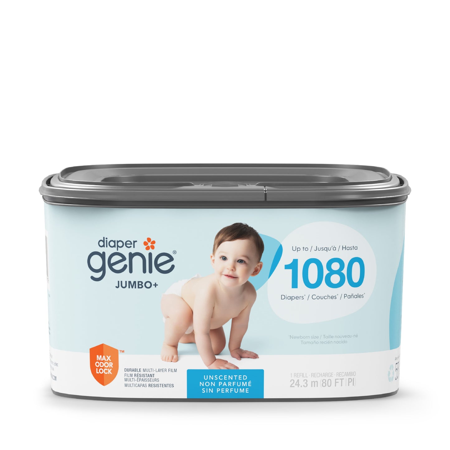 Diaper Pail Square Refills, Unscented, Holds up to 1080 Newborn Diapers, 1 Pack