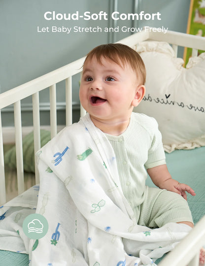 Muslin Swaddle Blankets, 4 Pack, Breathable 2-Layer Gauze Large 47'' X 47'' Baby Swaddling Receiving Blanket Wraps for Newborn Boys Girls, Bravery