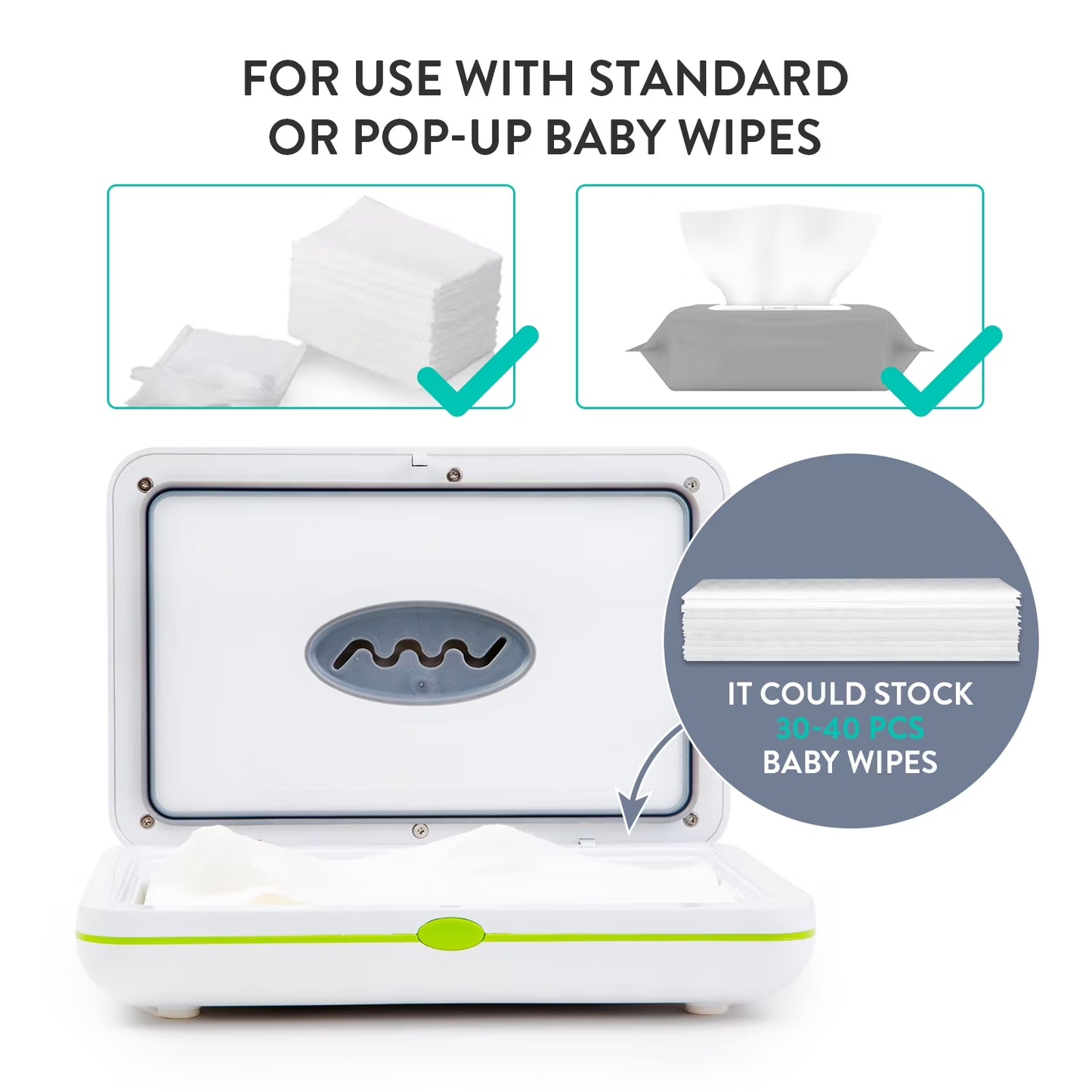 Travel Friendly Portable Baby Compact Wipe Warmer, Gray, with Car Adaptor