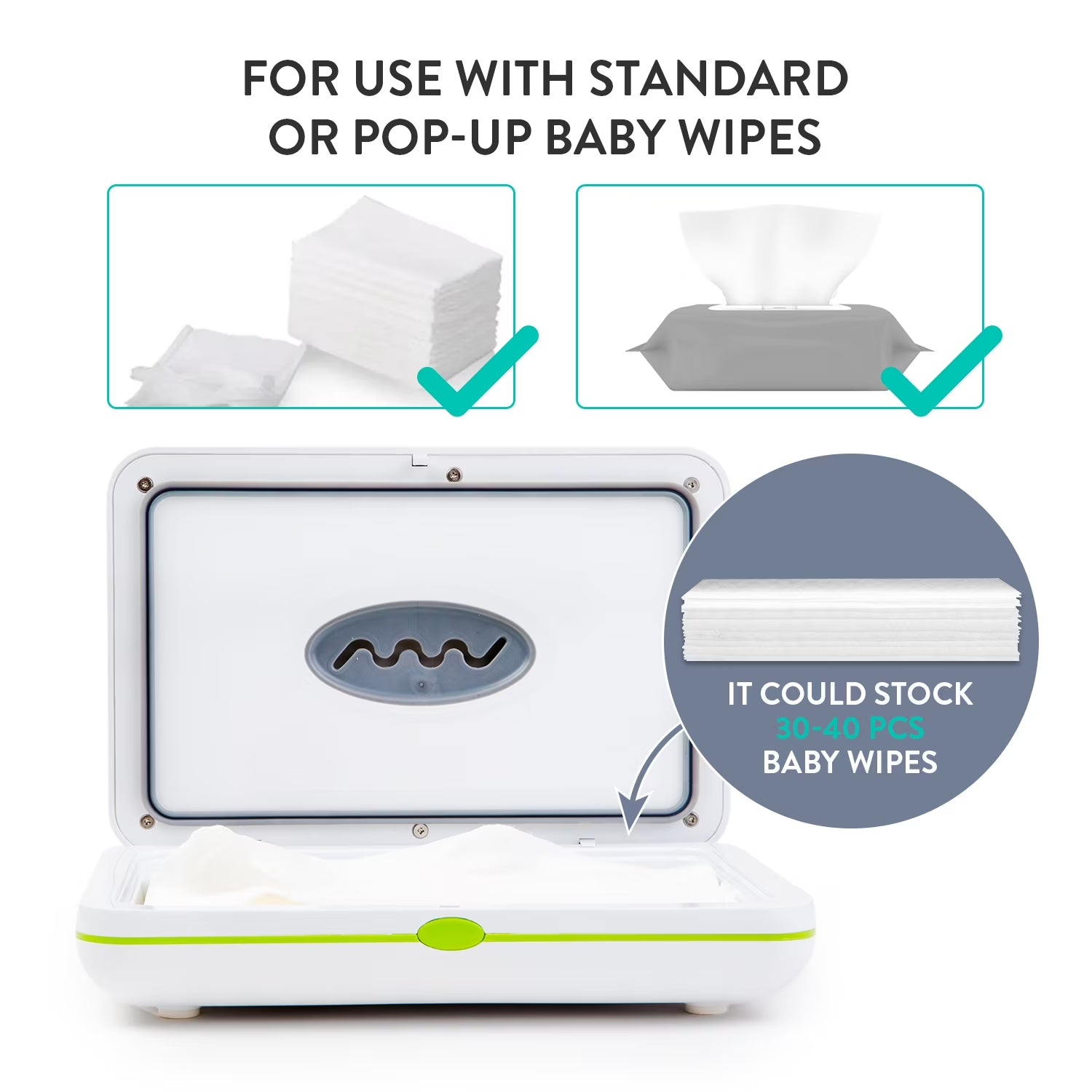 Travel Friendly Portable Baby Compact Wipe Warmer, Gray, with Car Adaptor