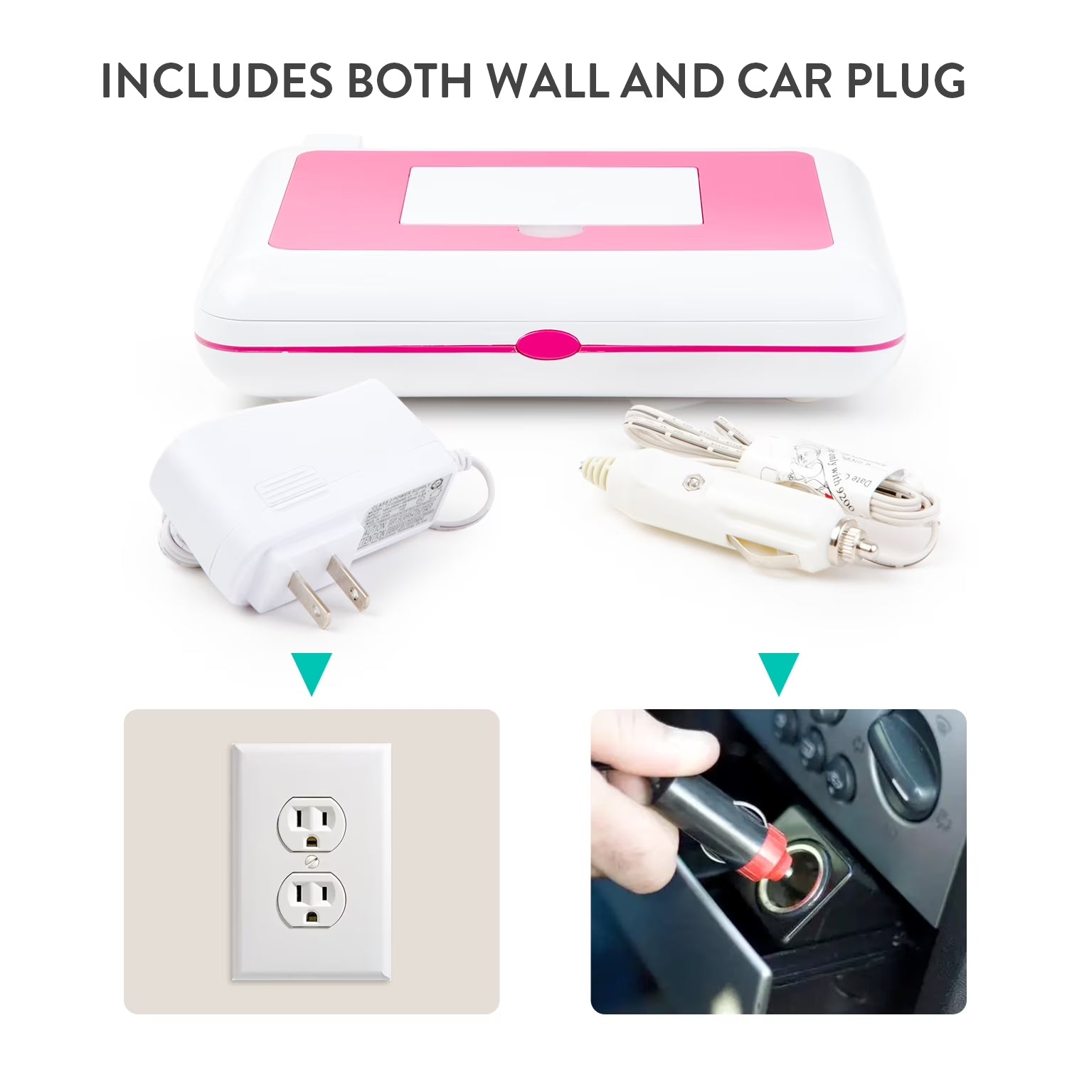 Travel Friendly Portable Baby Compact Wipe Warmer, Gray, with Car Adaptor
