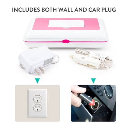 Travel Friendly Portable Baby Compact Wipe Warmer, Gray, with Car Adaptor