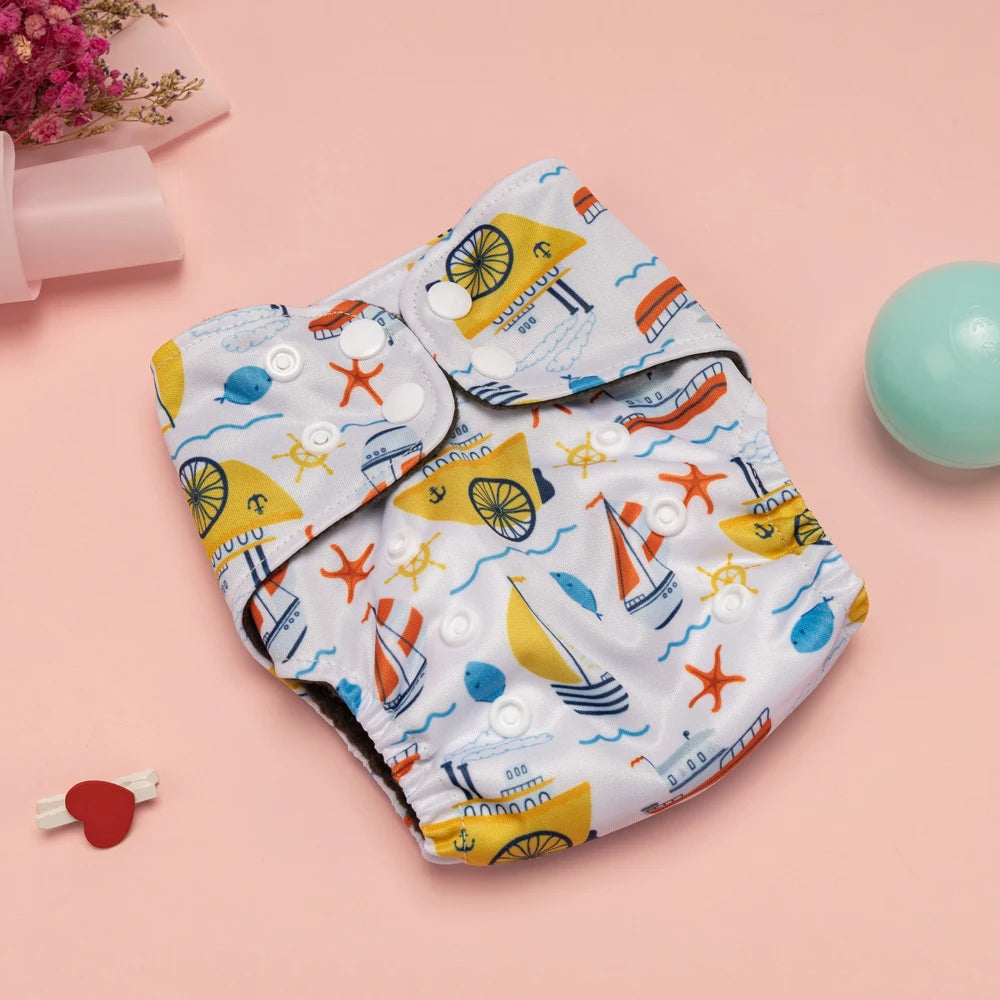 Newborn Diapers Washable Reusable Waterproof Diaper for Newborns 0-3 Months Bamboo Charcoal Double Inner Gusset Baby Item