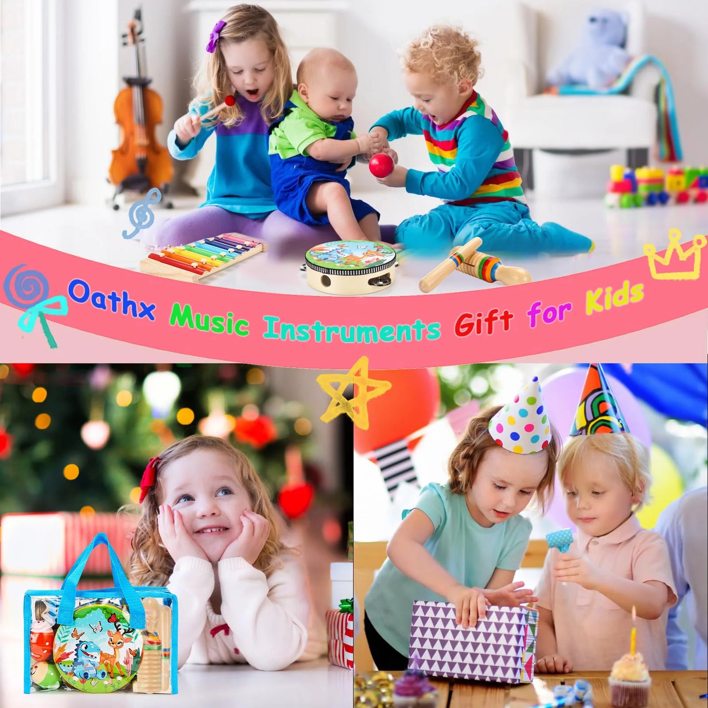 Wooden Percussion Xylophone Music Kit for Toddlers - Educational Musical Instruments for Children