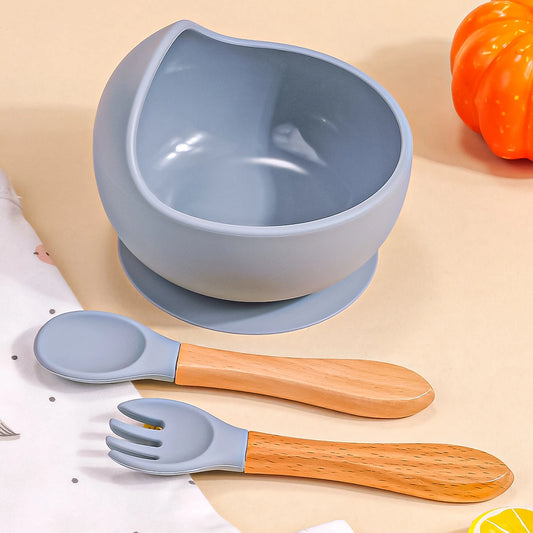 3Pcs/Set Silicone Baby Feeding Bowl Tableware for Kids Waterproof Suction Bowl with Spoon Children Dishes Kitchenware Baby Stuff