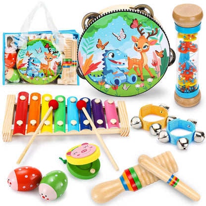 Wooden Percussion Xylophone Music Kit for Toddlers - Educational Musical Instruments for Children