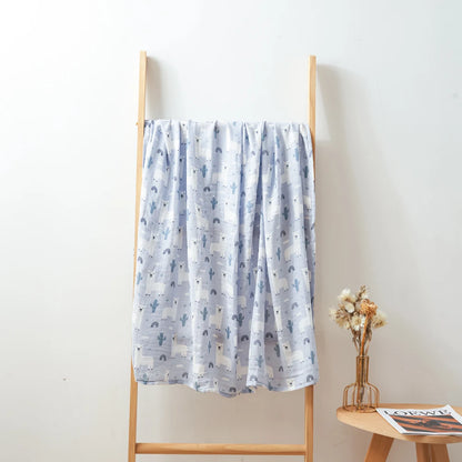 Happy Flute 1Pc 120*110CM Muslin Blanket Newborn Cotton Baby Swaddle Towel Baby Warp Bath Towel Cotton 70%Bamboo+30%Cotton