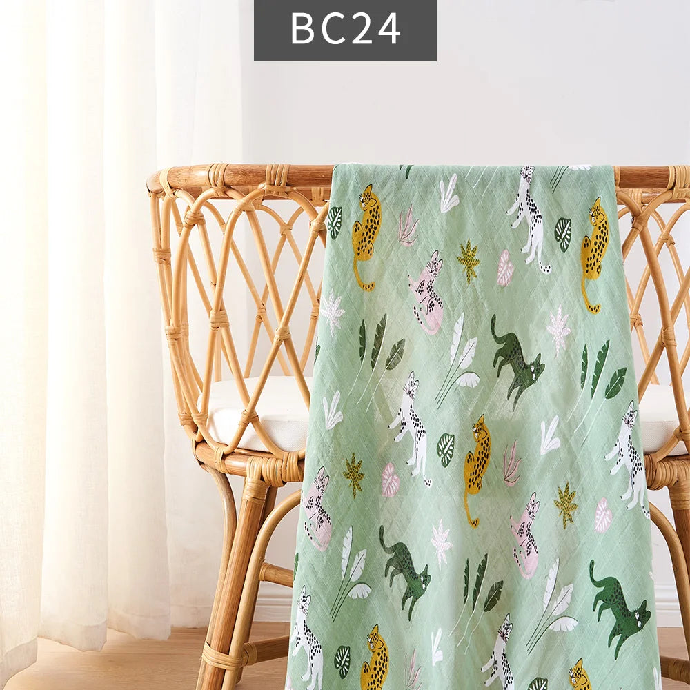 Happy Flute 1Pc 120*110CM Muslin Blanket Newborn Cotton Baby Swaddle Towel Baby Warp Bath Towel Cotton 70%Bamboo+30%Cotton