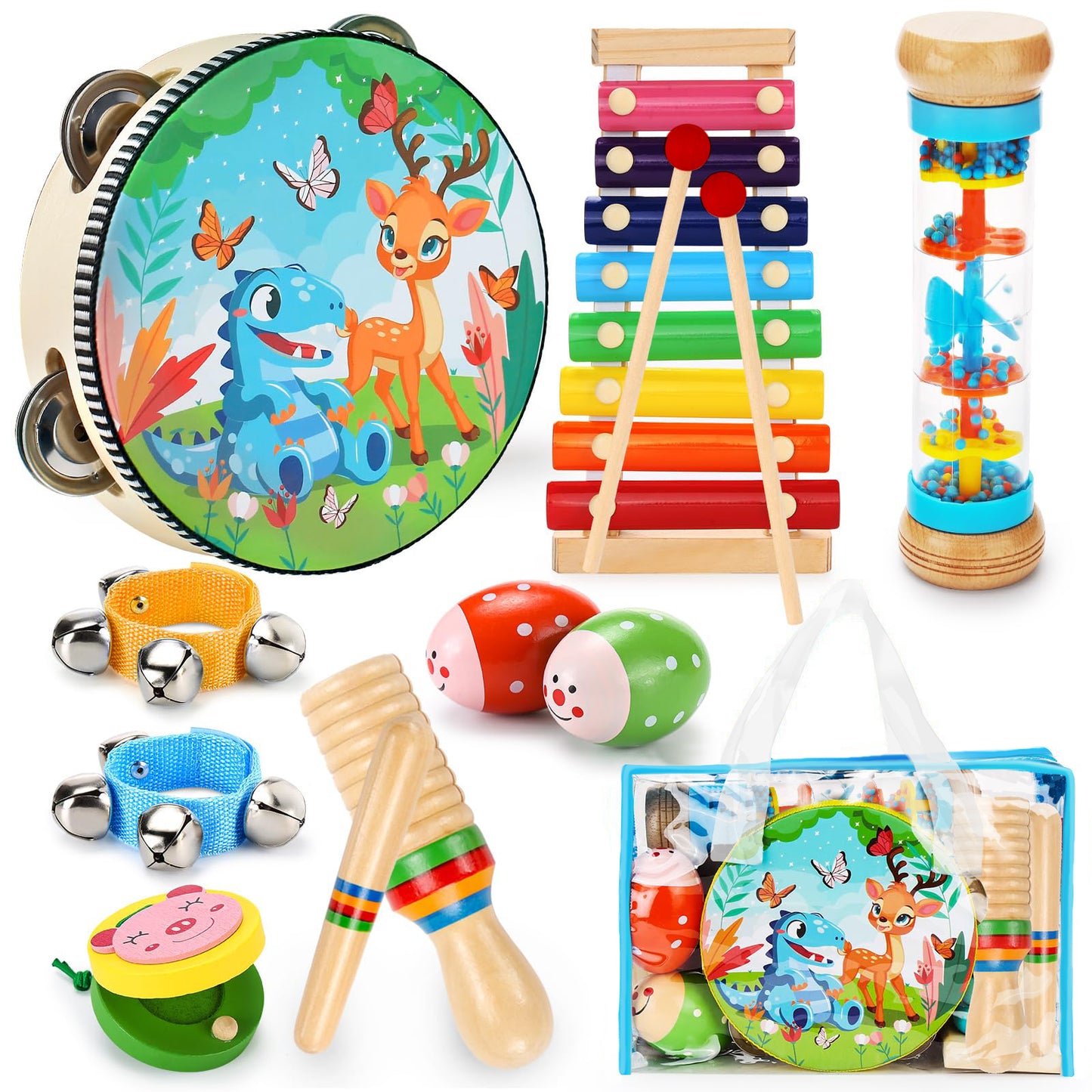 Wooden Percussion Xylophone Music Kit for Toddlers - Educational Musical Instruments for Children