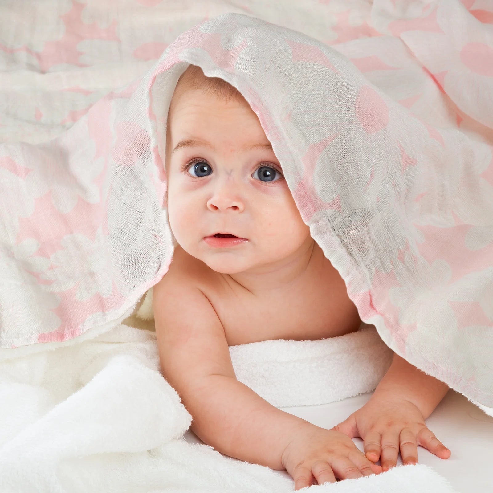 Muslin Swaddle Blankets 6-Pack Organic Cotton Blankets for Newborn Infant Girls Boys, 28 X 28", Rosebud